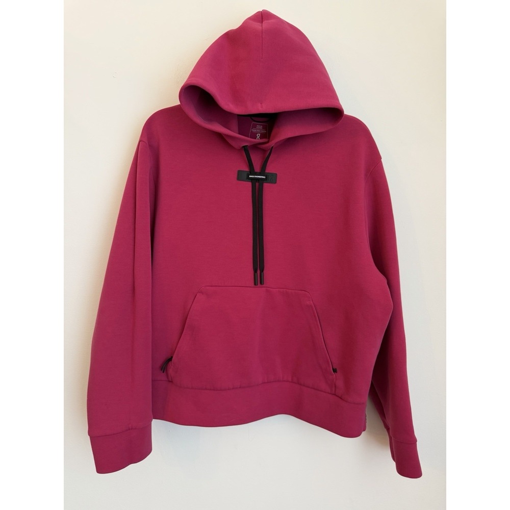 ON CLOUD RUNNING Hoodie Womens Medium Pink Pullover Drawstring Side Zip Vents
